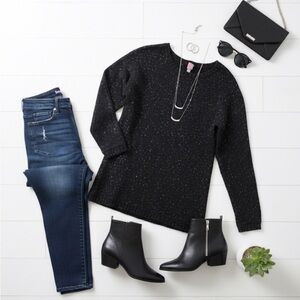 H by Halston Long Sequined Sweater-medium